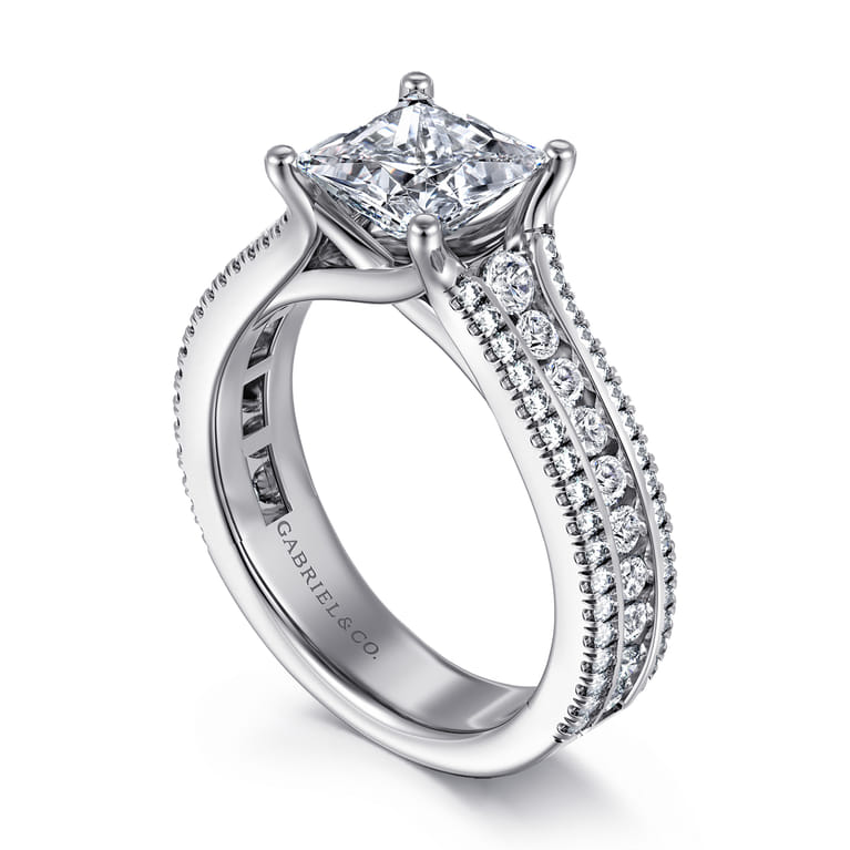 Carver - 14K White Gold Princess Cut Diamond Channel Set Engagement Ring - 0.85 ct - Shot 3