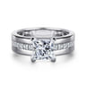 Adley - 14K White Gold Wide Band Princess Cut Diamond Engagement Ring - 0.6 ct