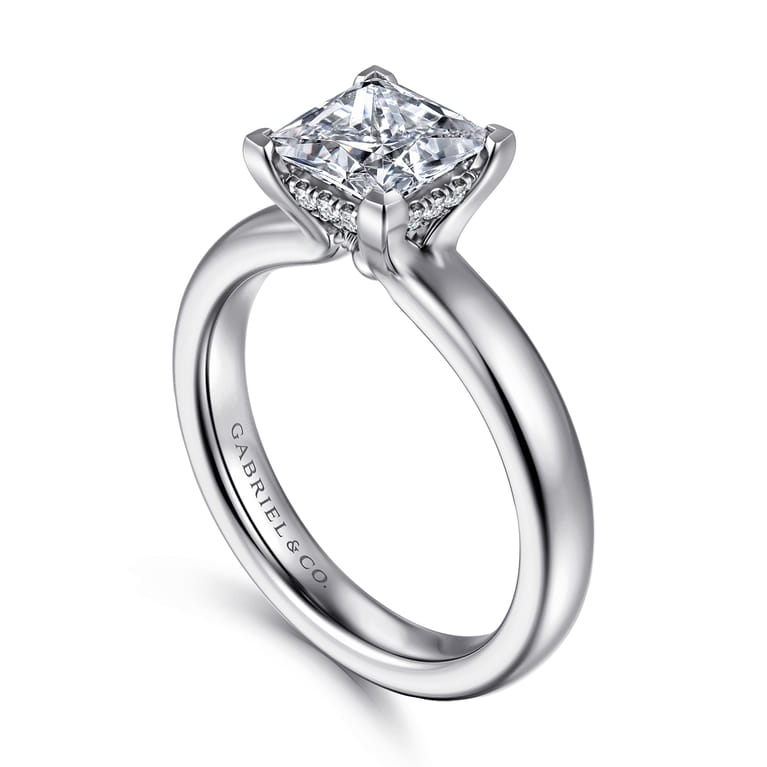 Neema - 14K White Gold Princess Cut Diamond Engagement Ring - 0.06 ct - Shot 3