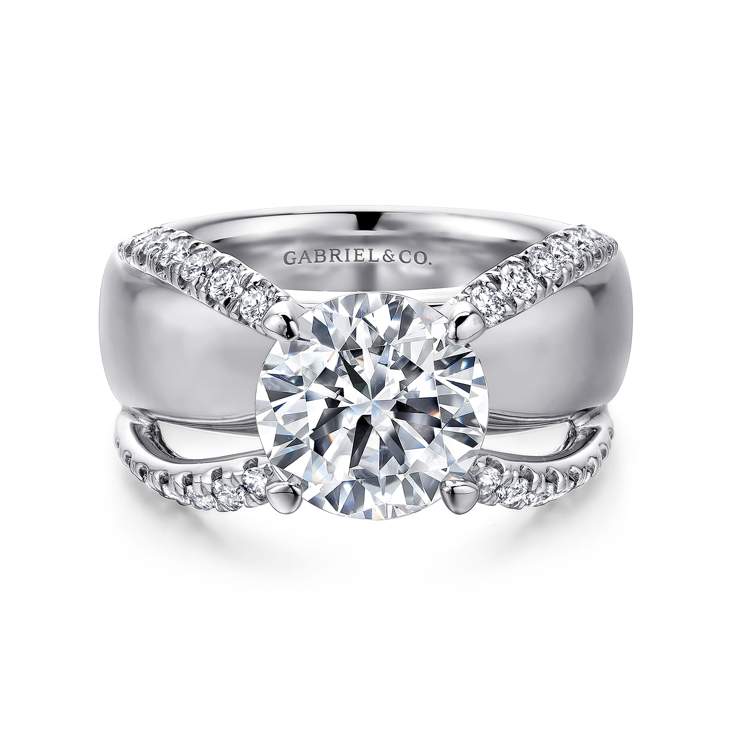 Clark - 14K White Gold Round Diamond Engagement Ring - 0.43 ct - Shot 1