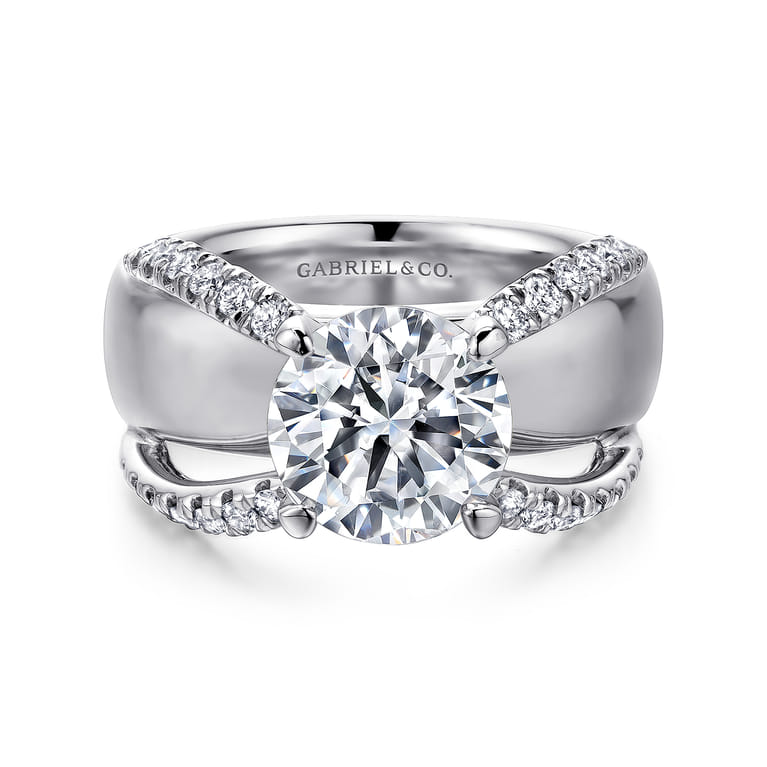 Clark - 14K White Gold Round Diamond Engagement Ring - 0.43 ct - Shot 1