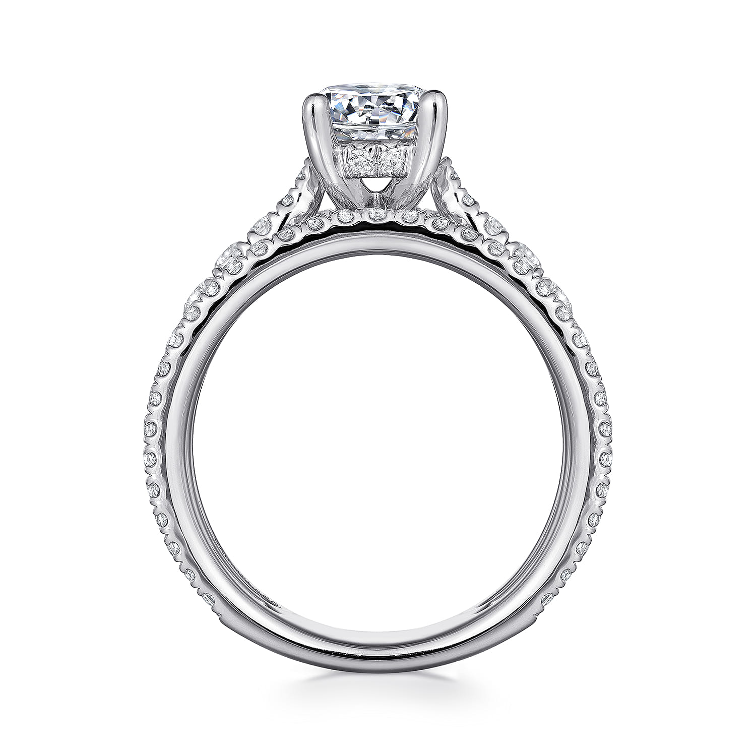 Fiji - 14K White Gold Round Diamond Engagement Ring - 0.88 ct - Shot 2