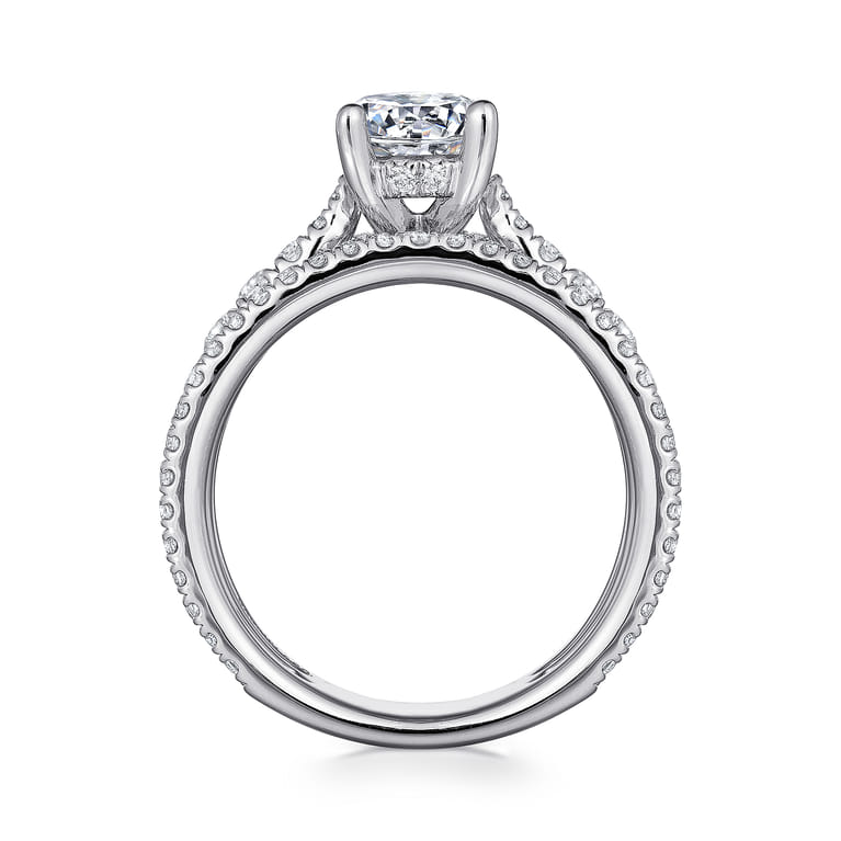 Fiji - 14K White Gold Round Diamond Engagement Ring - 0.88 ct - Shot 2