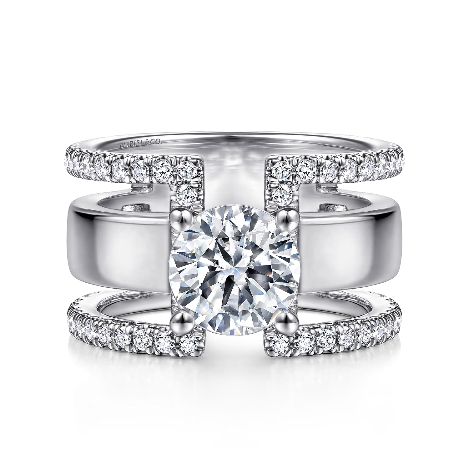Edalee - 14K White Gold Round Diamond Engagement Ring - 0.8 ct - Shot 1