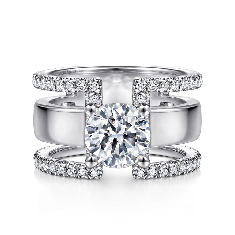 Edalee - 14K White Gold Round Diamond Engagement Ring - 0.8 ct - Shot 1