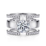 Edalee - 14K White Gold Round Diamond Engagement Ring - 0.8 ct