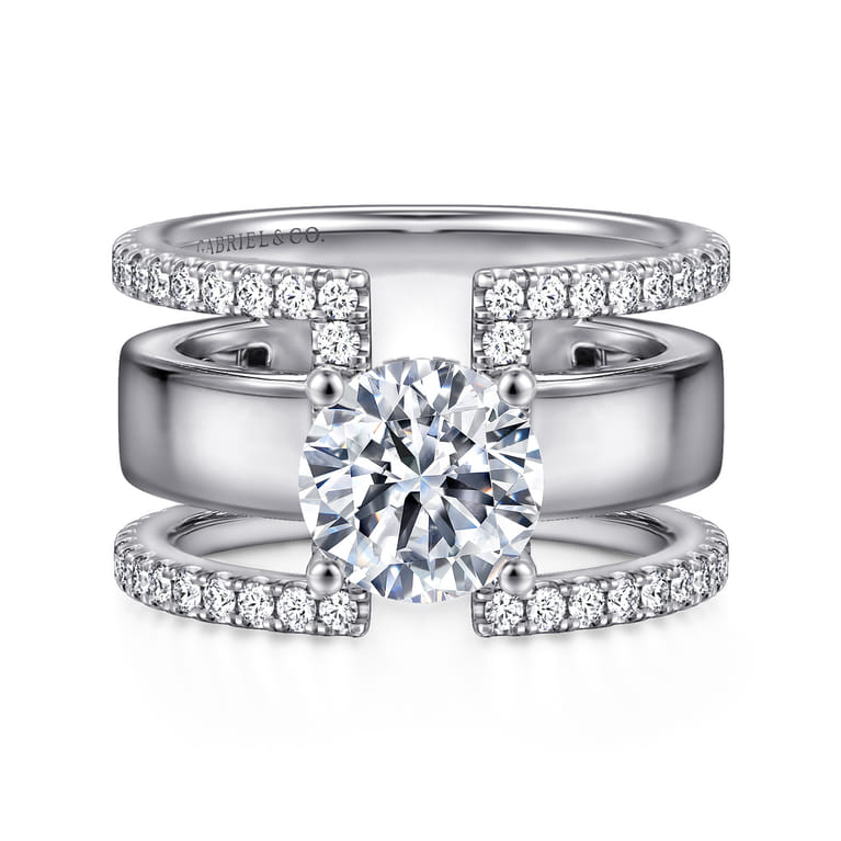 Edalee - 14K White Gold Round Diamond Engagement Ring - 0.9 ct - Shot 1