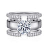 Edalee - 14K White Gold Round Diamond Engagement Ring - 0.9 ct