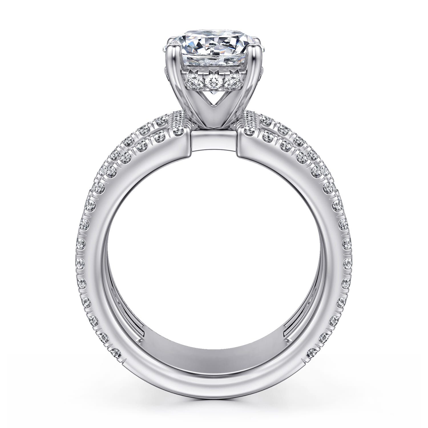Edalee - 14K White Gold Round Diamond Engagement Ring - 0.9 ct - Shot 2