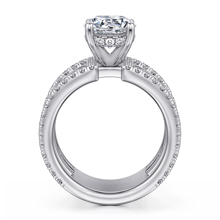 Edalee - 14K White Gold Round Diamond Engagement Ring - 0.9 ct - Shot 2