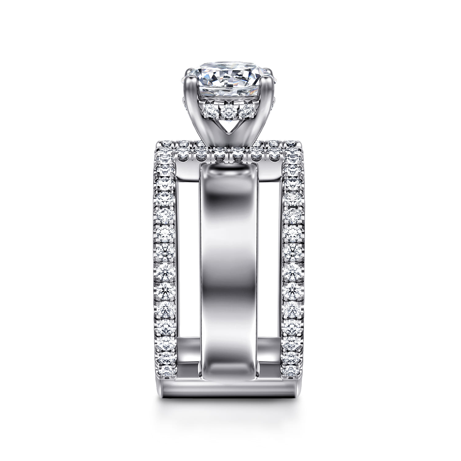 Edalee - 14K White Gold Round Diamond Engagement Ring - 0.9 ct - Shot 5
