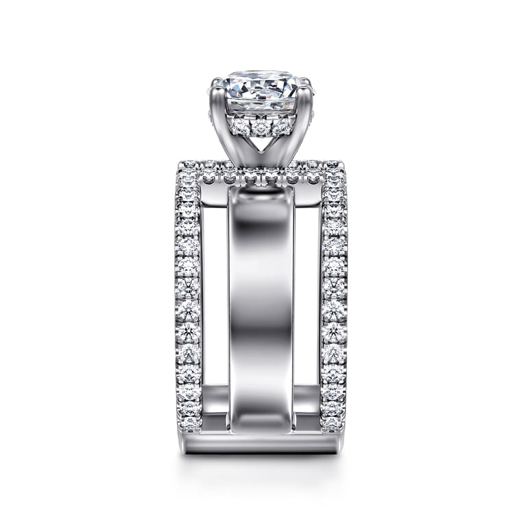 Edalee - 14K White Gold Round Diamond Engagement Ring - 0.9 ct - Shot 5