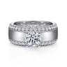 Amos - 14K White Gold Round Diamond Wide Band Engagement Ring - 0.67 ct