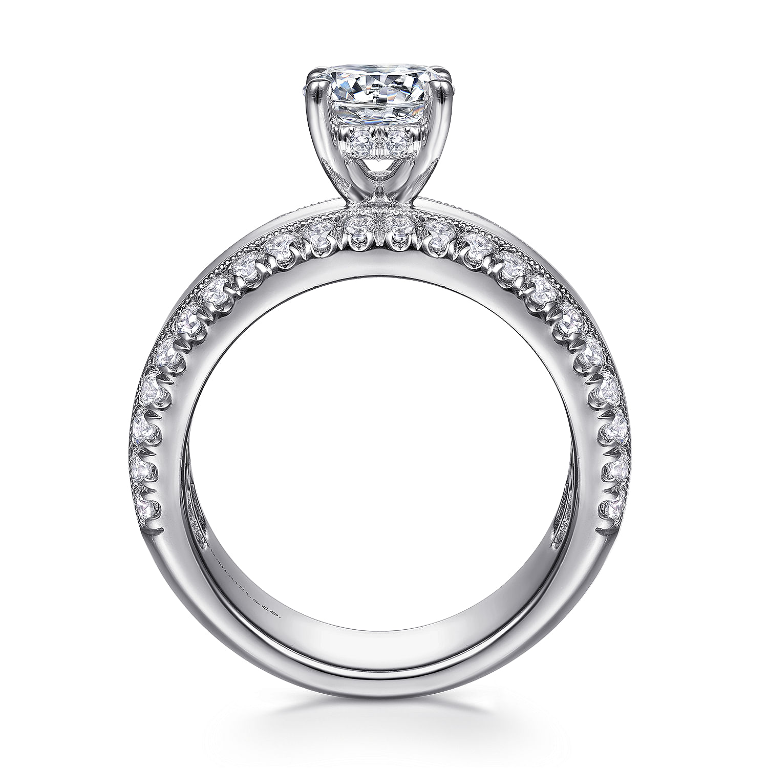 Amos - 14K White Gold Round Diamond Wide Band Engagement Ring - 0.67 ct - Shot 2