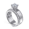 Amos - 14K White Gold Round Diamond Wide Band Engagement Ring - 0.67 ct