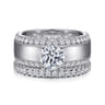 Amos - 14K White Gold Round Diamond Wide Band Engagement Ring - 0.67 ct
