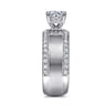 Amos - 14K White Gold Round Diamond Wide Band Engagement Ring - 0.67 ct