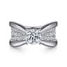 Bebe - 14K White Gold Wide Band Round Diamond Engagement Ring - 1 ct