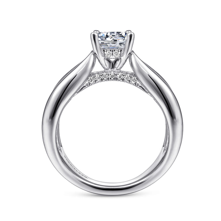Bebe - 14K White Gold Wide Band Round Diamond Engagement Ring - 1 ct - Shot 2