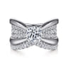 Bebe - 14K White Gold Wide Band Round Diamond Engagement Ring - 1 ct