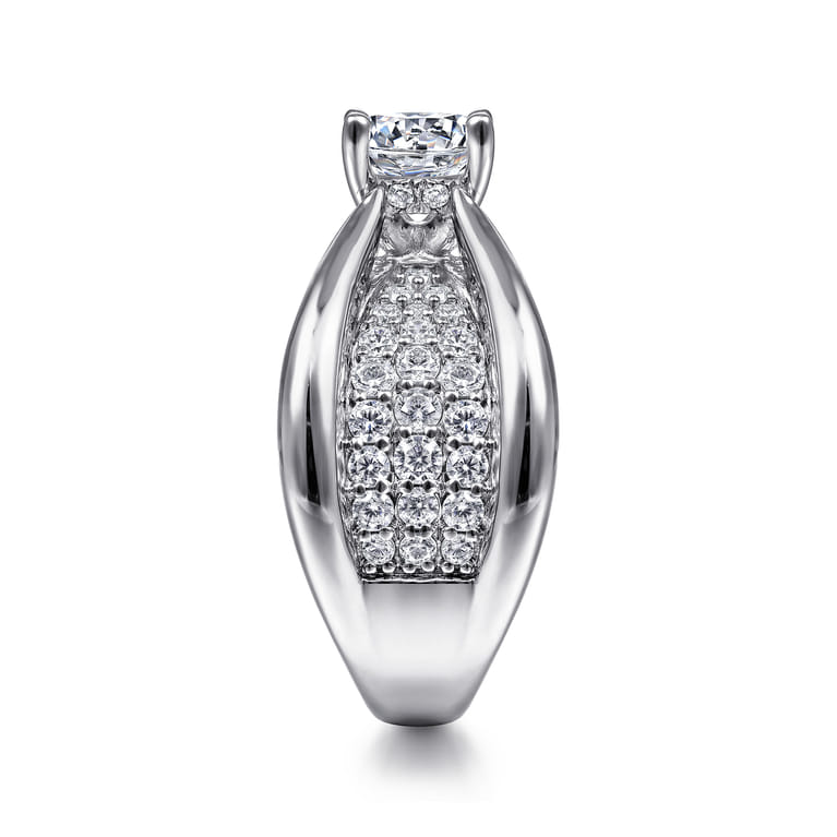 Bebe - 14K White Gold Wide Band Round Diamond Engagement Ring - 1 ct - Shot 5