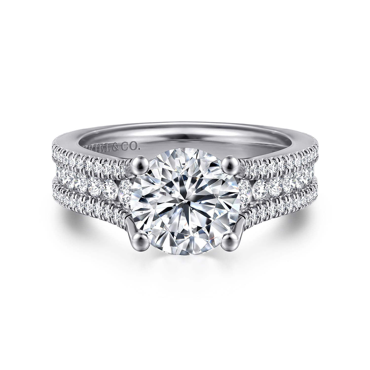 Carver - 14K White Gold Round Diamond Channel Set Engagement Ring - 0.9 ct - Shot 1