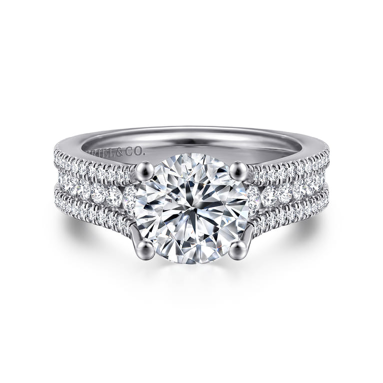 Carver - 14K White Gold Round Diamond Channel Set Engagement Ring - 0.9 ct - Shot 1
