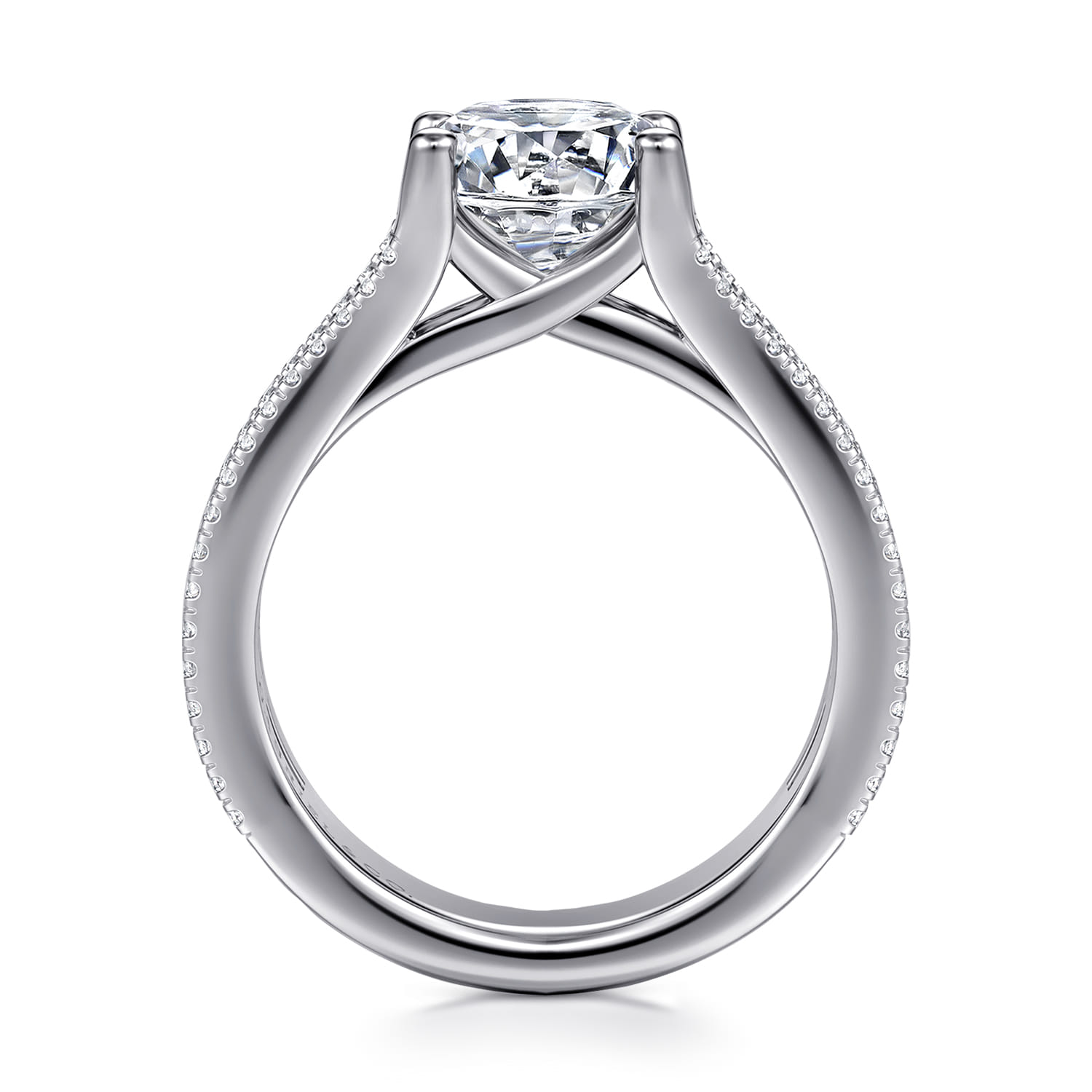 Carver - 14K White Gold Round Diamond Channel Set Engagement Ring - 0.9 ct - Shot 2