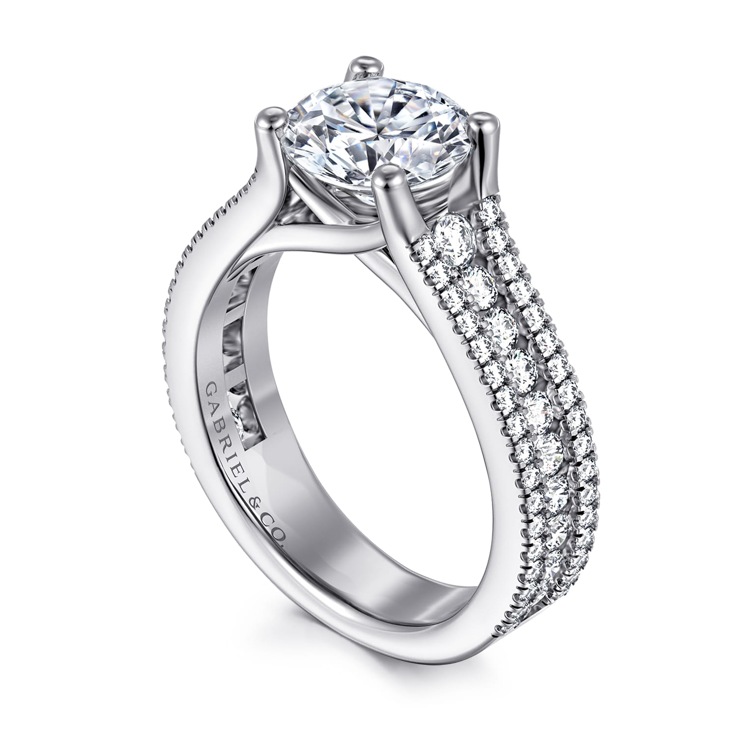 Carver - 14K White Gold Round Diamond Channel Set Engagement Ring - 0.9 ct - Shot 3