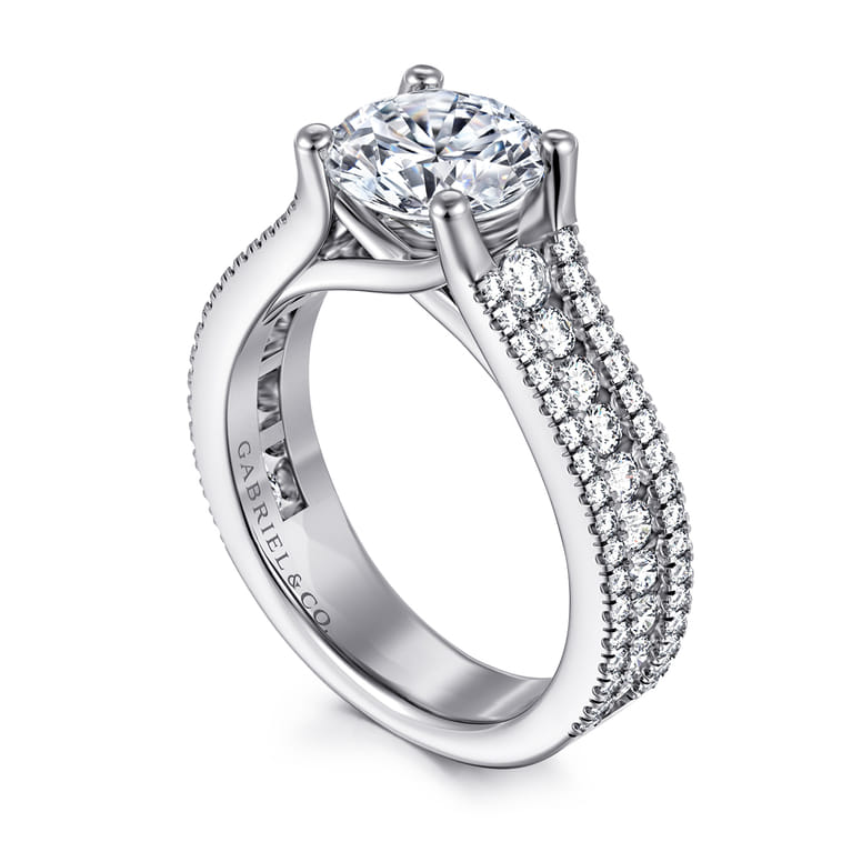 Carver - 14K White Gold Round Diamond Channel Set Engagement Ring - 0.9 ct - Shot 3
