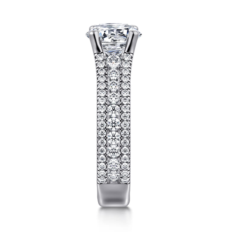 Carver - 14K White Gold Round Diamond Channel Set Engagement Ring - 0.9 ct - Shot 4