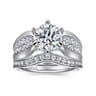Ember - 14K White Gold 6 Prong Wide Band Round Diamond Engagement Ring - 0.65 ct