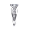 Ember - 14K White Gold 6 Prong Wide Band Round Diamond Engagement Ring - 0.65 ct