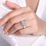Ember - 14K White Gold 6 Prong Wide Band Round Diamond Engagement Ring - 0.65 ct