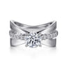 Umberta - 14K White Gold Split Shank Round Diamond Engagement Ring - 0.22 ct