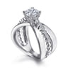 Umberta - 14K White Gold Split Shank Round Diamond Engagement Ring - 0.22 ct