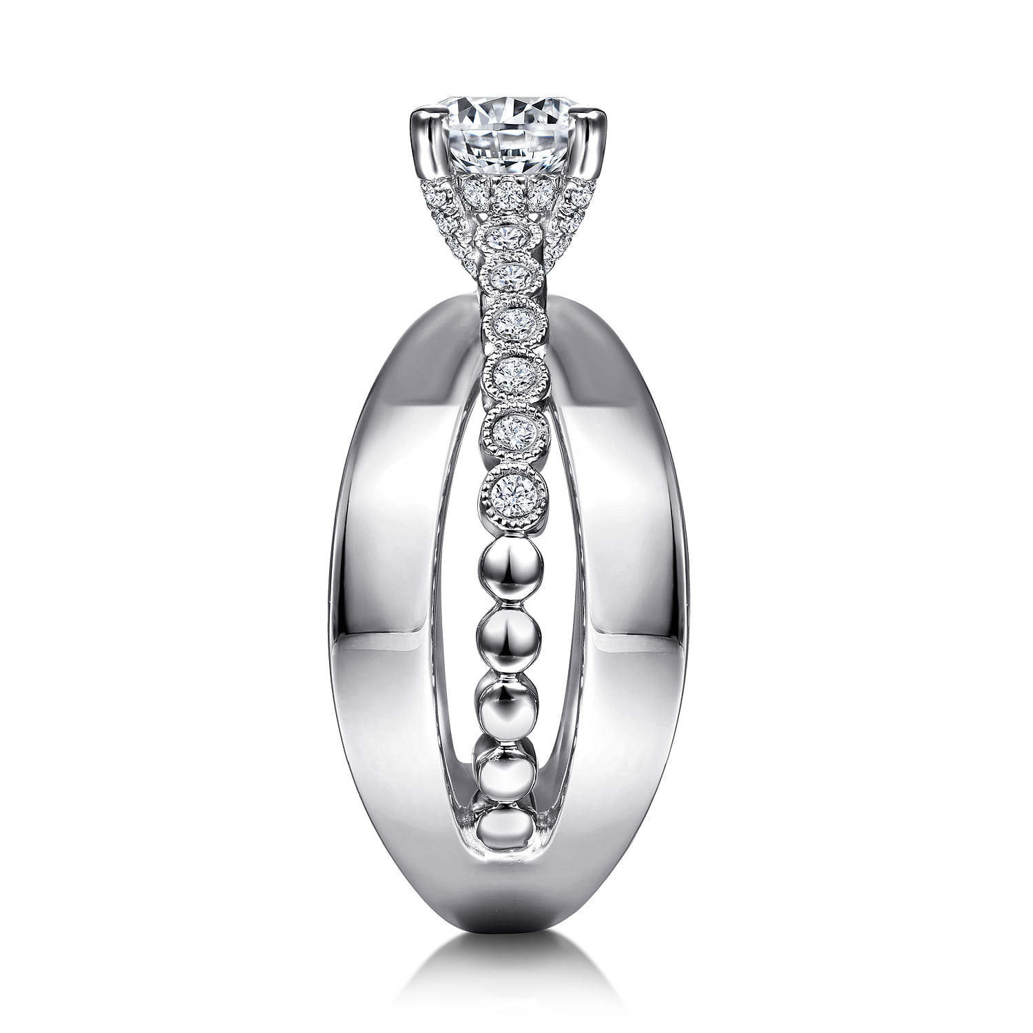 Umberta - 14K White Gold Split Shank Round Diamond Engagement Ring - 0.22 ct - Shot 5