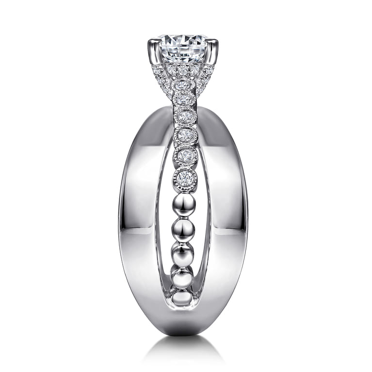 Umberta - 14K White Gold Split Shank Round Diamond Engagement Ring - 0.22 ct - Shot 5