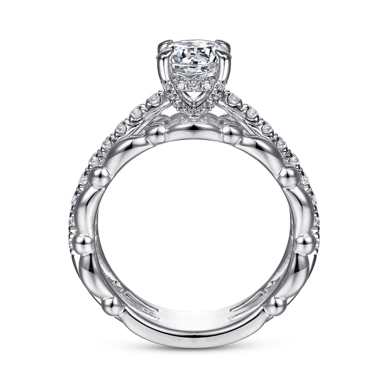 Famke - 14K White Gold Split Shank Round Diamond Engagement Ring - 0.51 ct - Shot 2