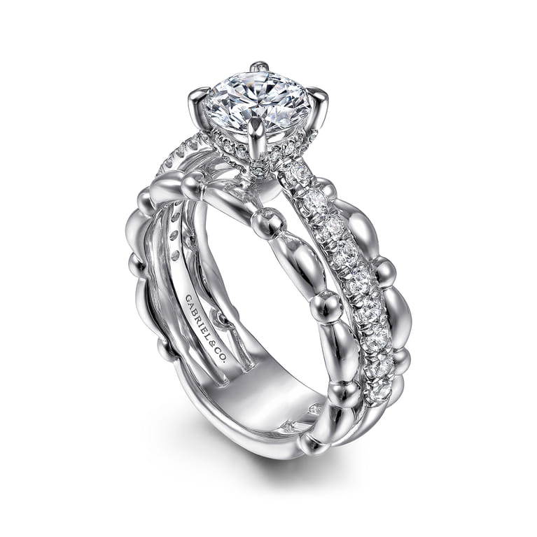 Famke - 14K White Gold Split Shank Round Diamond Engagement Ring - 0.51 ct - Shot 3