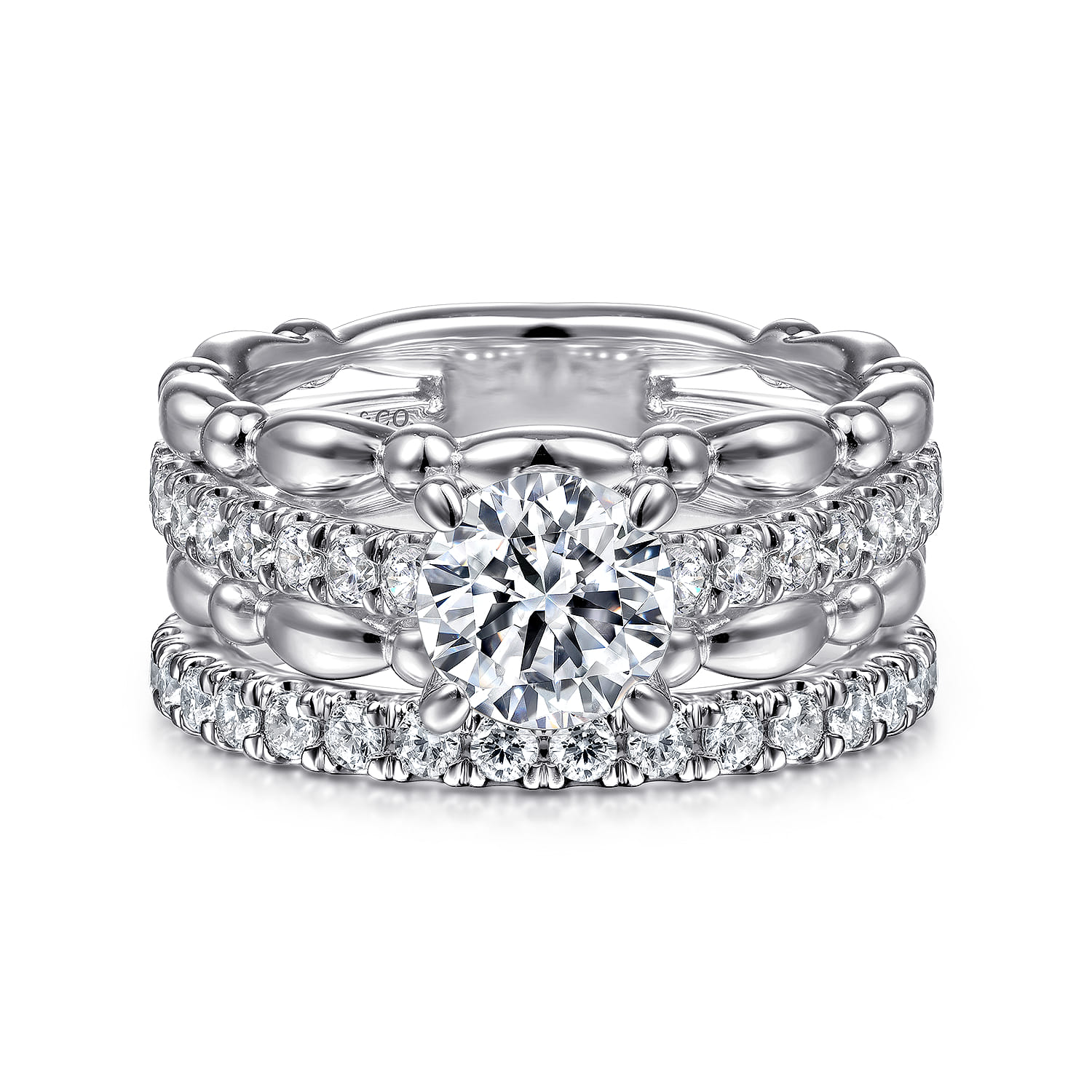 Famke - 14K White Gold Split Shank Round Diamond Engagement Ring - 0.51 ct - Shot 4