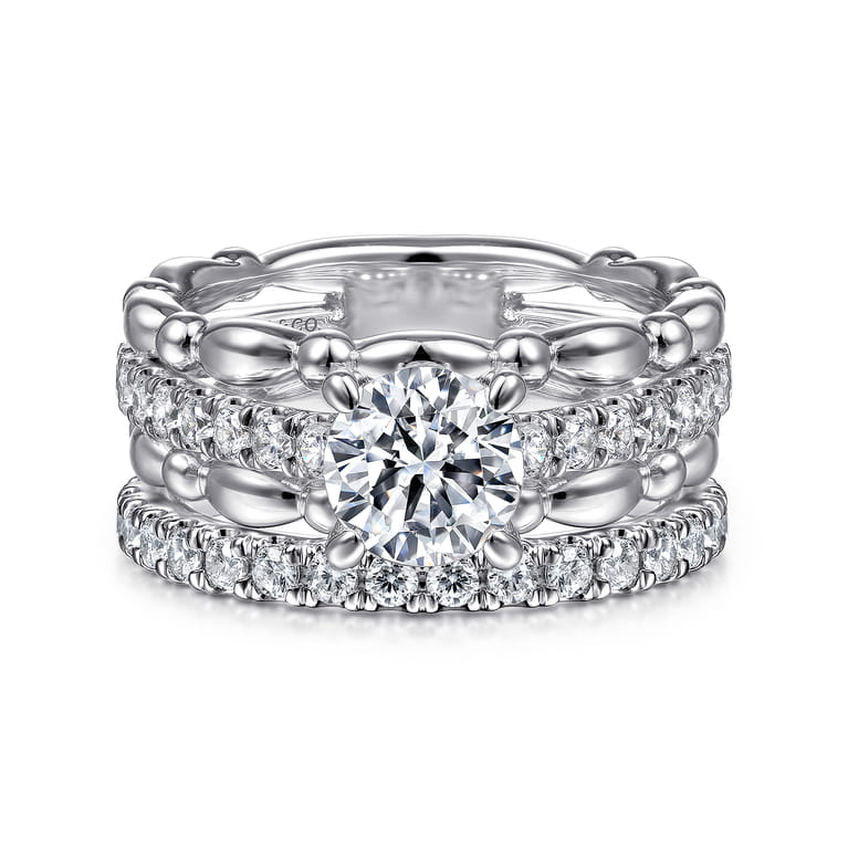 Famke - 14K White Gold Split Shank Round Diamond Engagement Ring - 0.51 ct - Shot 4