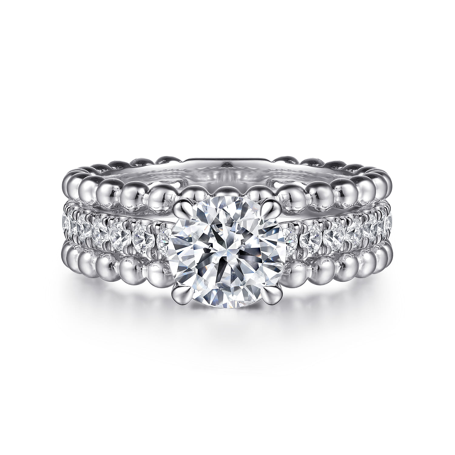 Dorian - 14K White Gold Round Diamond Engagement Ring - 0.53 ct - Shot 1