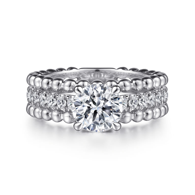 Dorian - 14K White Gold Round Diamond Engagement Ring - 0.53 ct - Shot 1