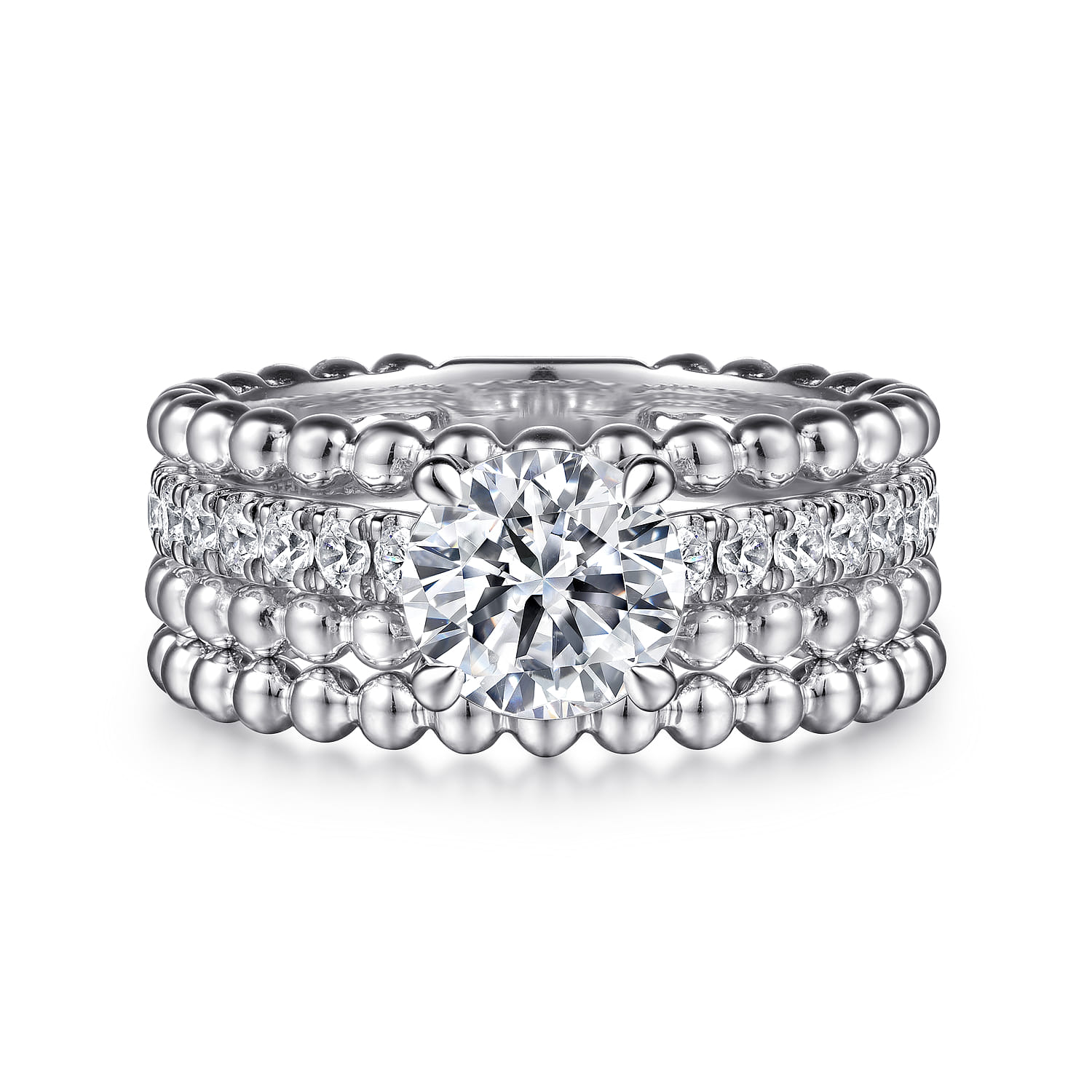 Dorian - 14K White Gold Round Diamond Engagement Ring - 0.53 ct - Shot 4