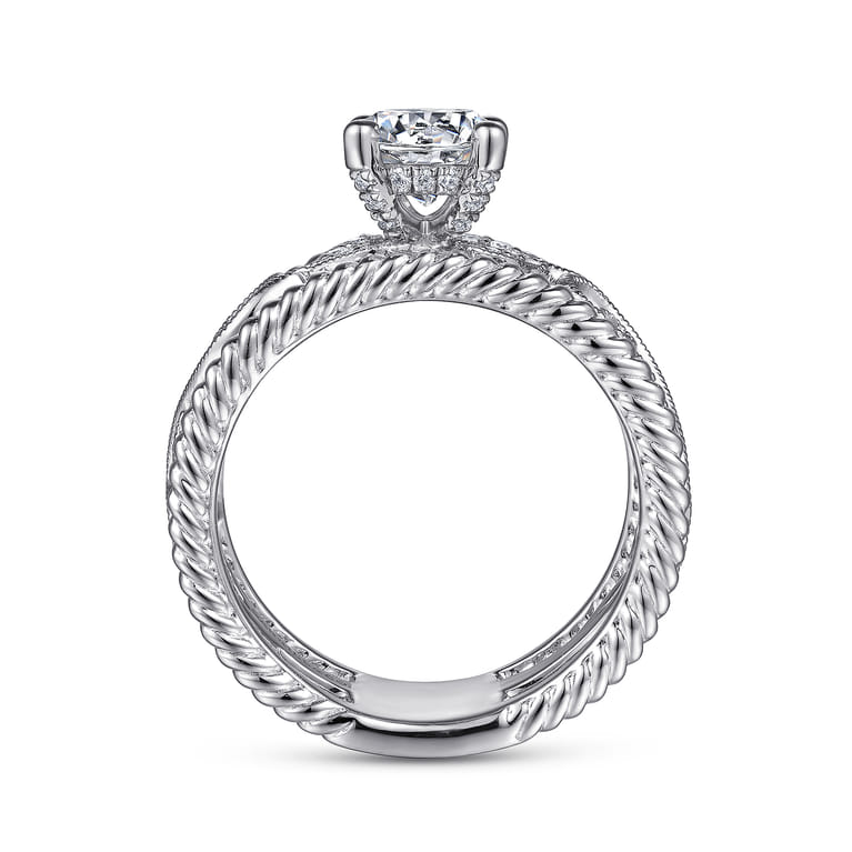 Galia - 14K White Gold Round Diamond Engagement Ring - 0.2 ct - Shot 2