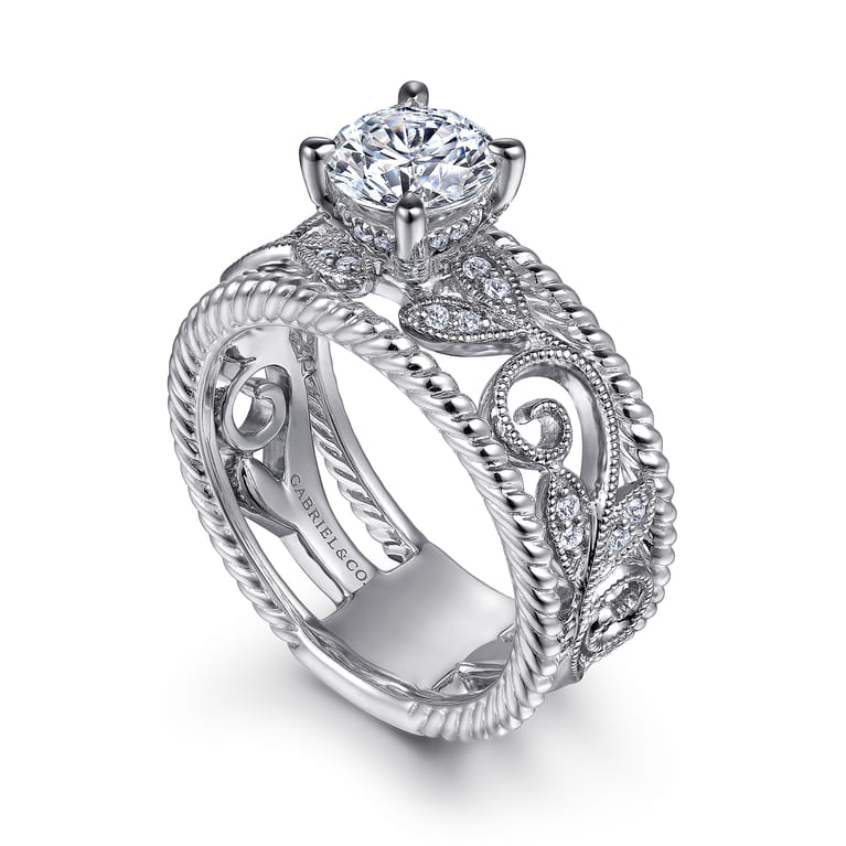 Galia - 14K White Gold Round Diamond Engagement Ring - 0.2 ct - Shot 3