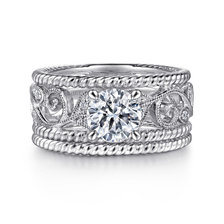 Galia - 14K White Gold Round Diamond Engagement Ring - 0.2 ct - Shot 4