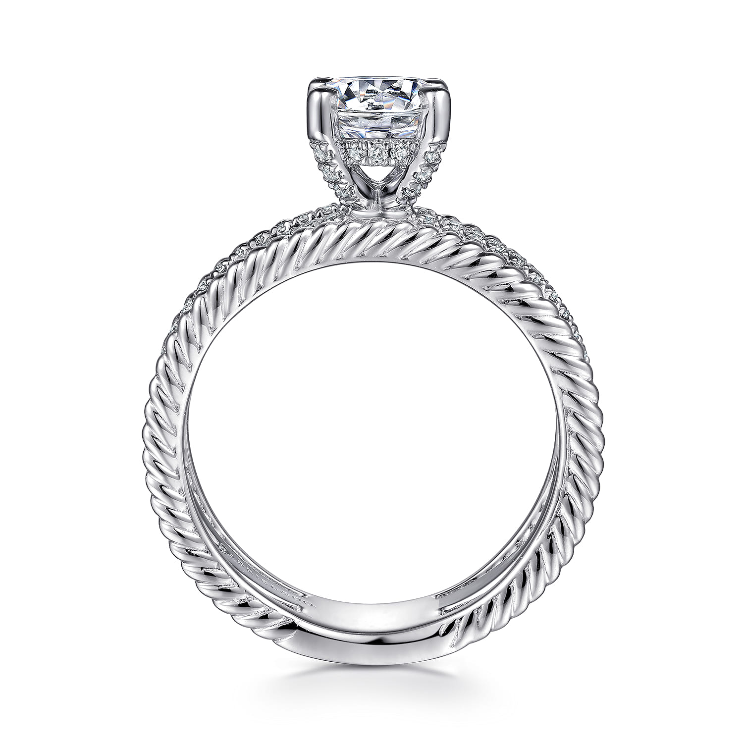 Gene - 14K White Gold Round Diamond Engagement Ring - 0.31 ct - Shot 2