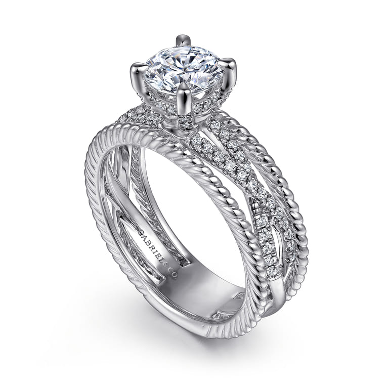Gene - 14K White Gold Round Diamond Engagement Ring - 0.31 ct - Shot 3